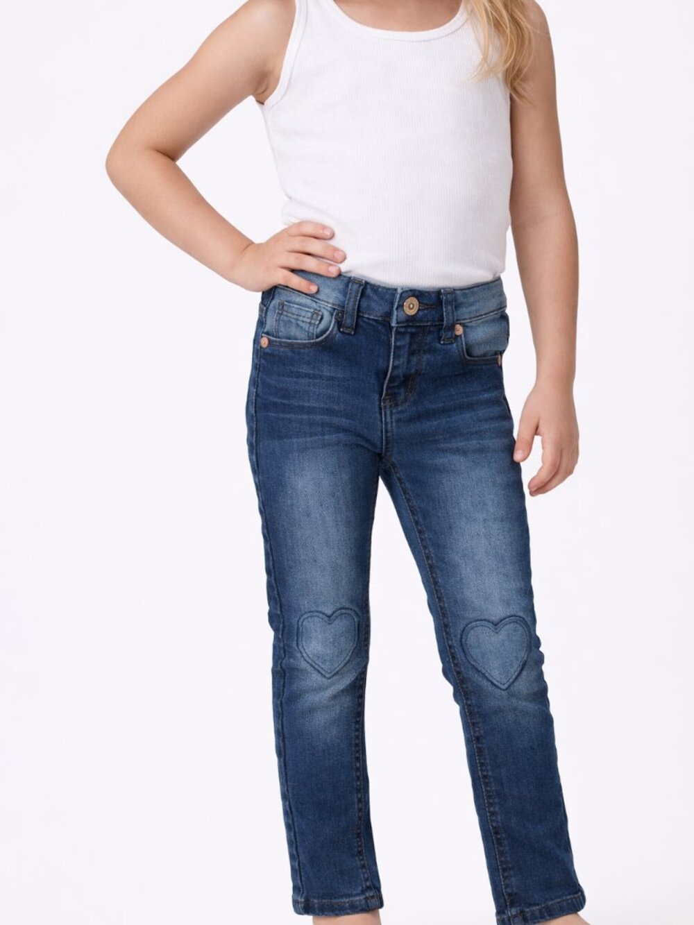Kensie Girl Skinny Denim Jeans · Zip Closure · Hearts on Knees · Girls Size 4